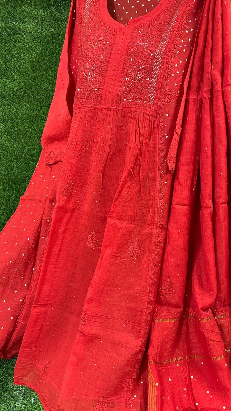 Mul Chanderi Silk Kurta Set with Dupatta