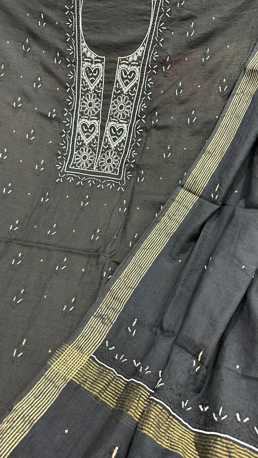 Linen Shirt & Dupatta with Chikan Work