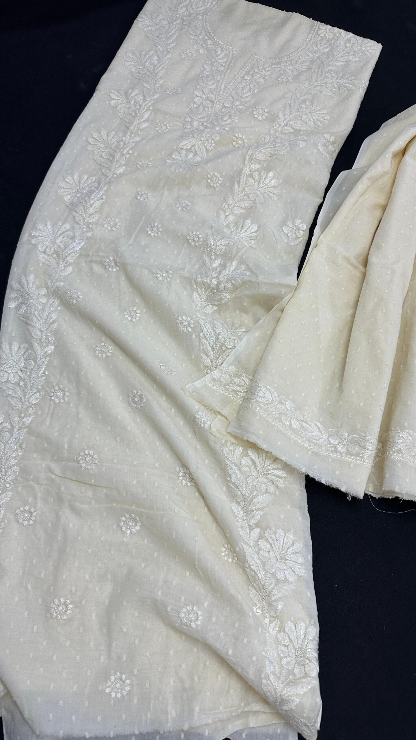 bharat Mulmul Dobby Cotton Chikankari Suit Set