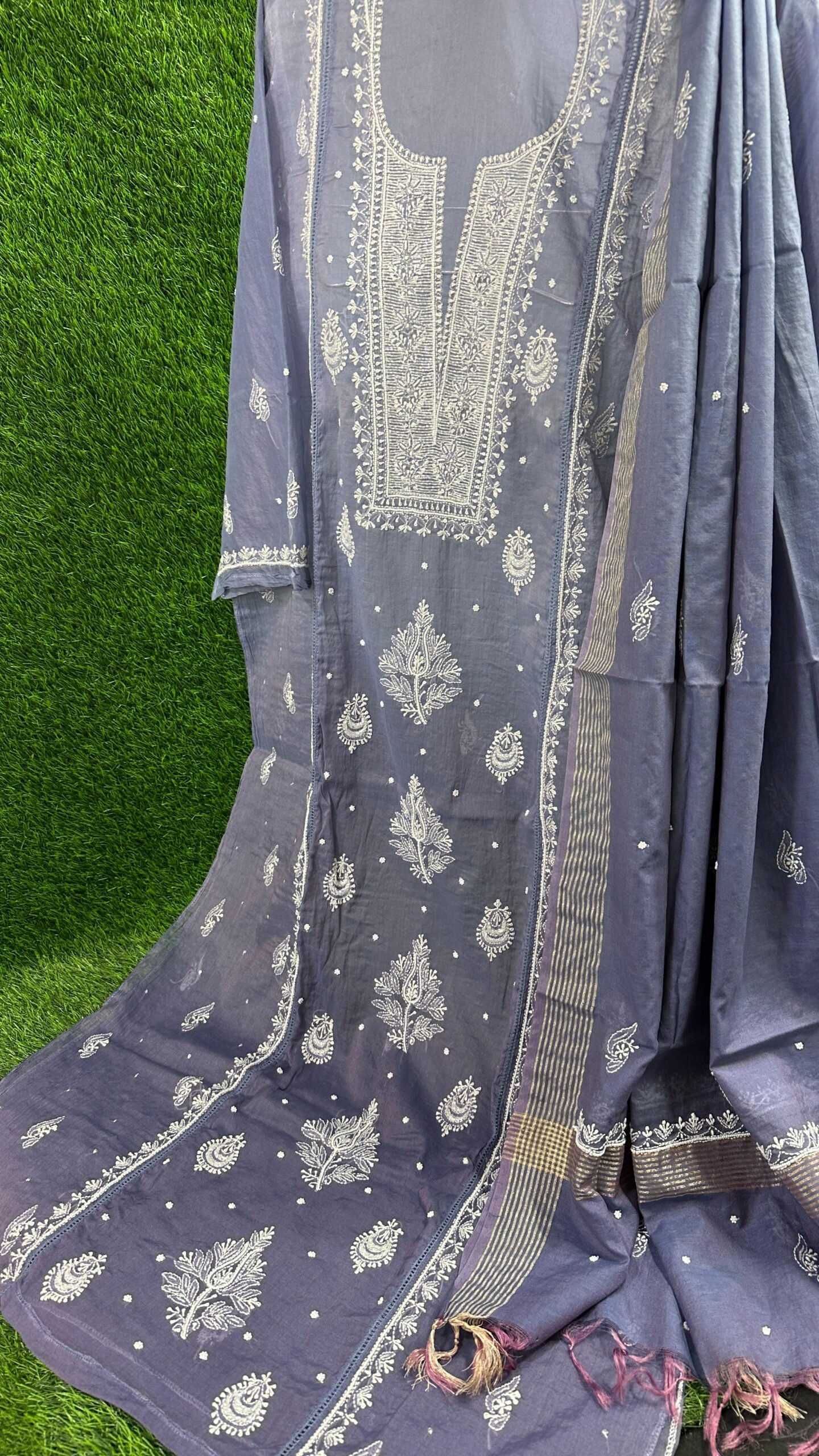 bharat hand embroidered Soft Chanderi Suit Set