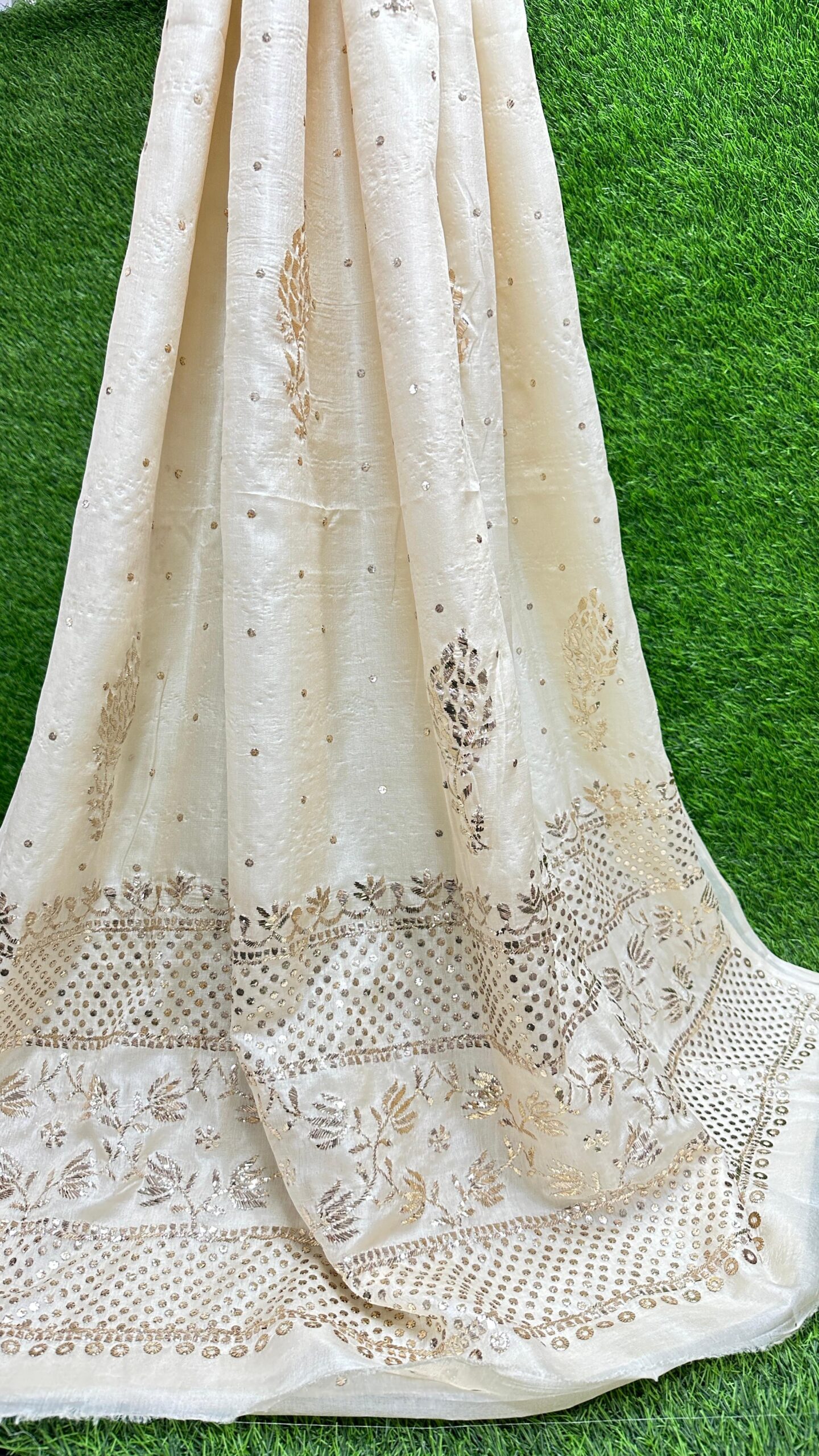 Bharat Hand Embroidered Soft Pure Tusser Silk Saree