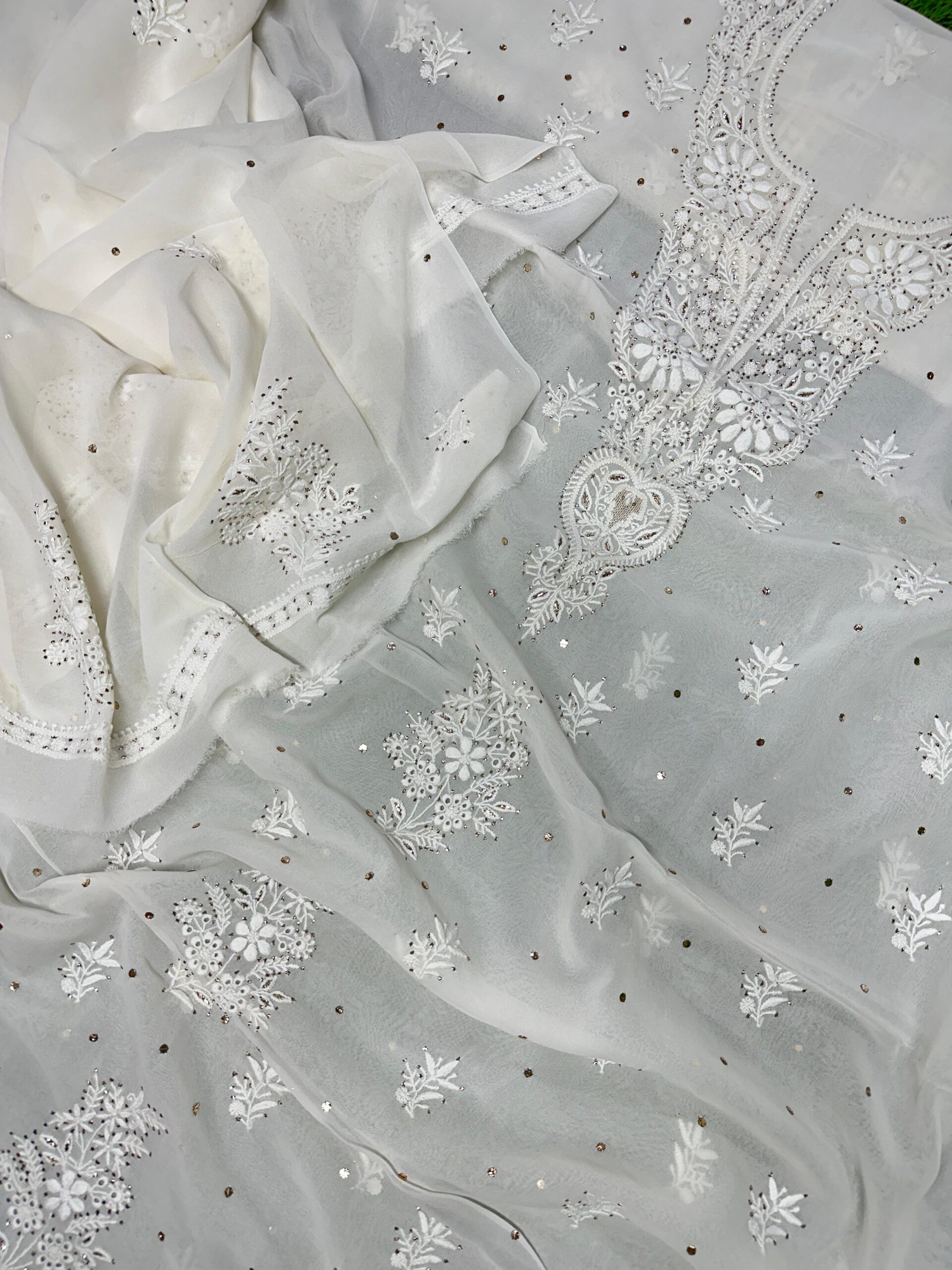 Bharat Hand Embroidered Pure Georgette Shirt & Dupatta