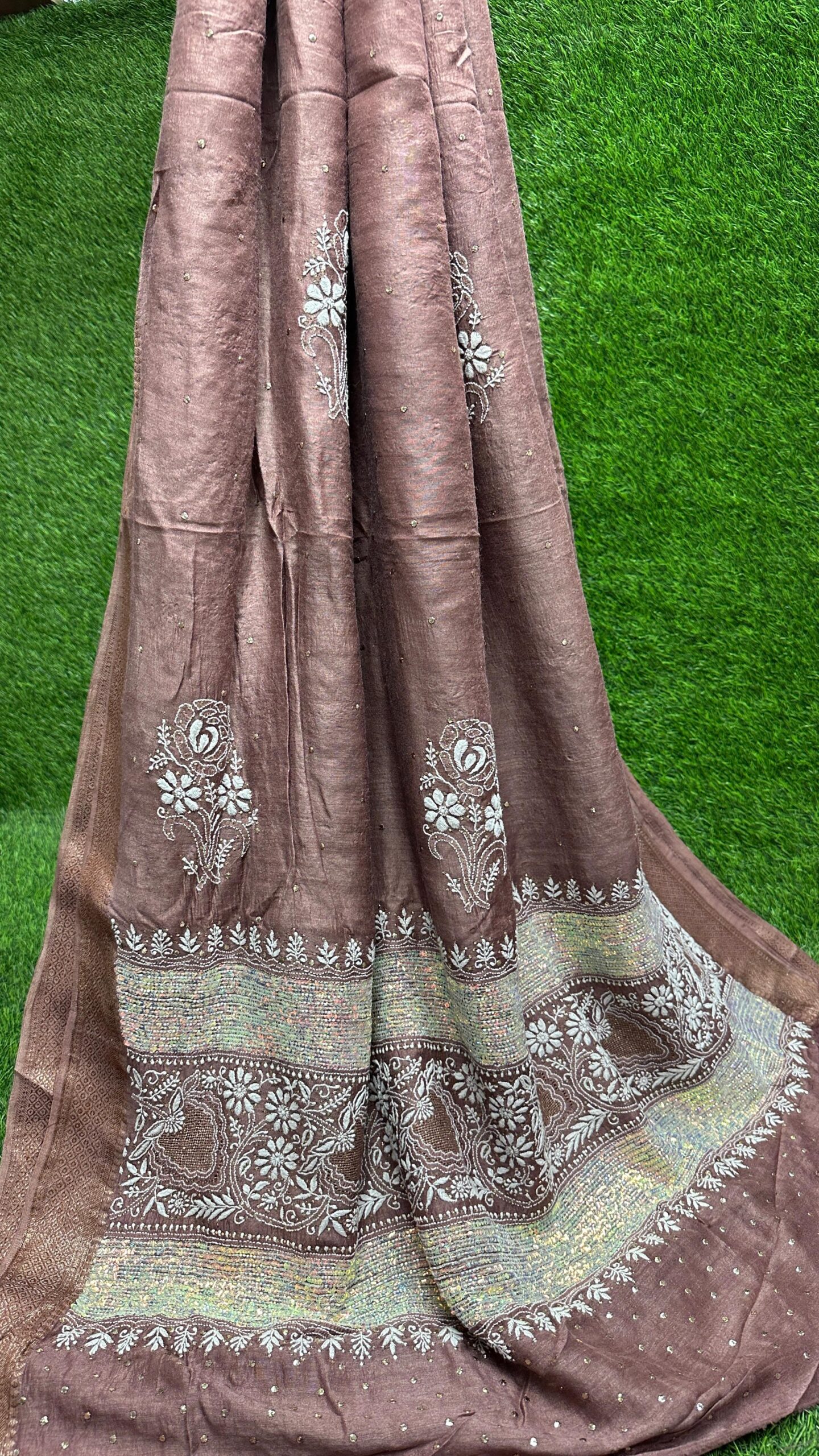 Bharat Handcrafted Lucknowi Chikan Saree