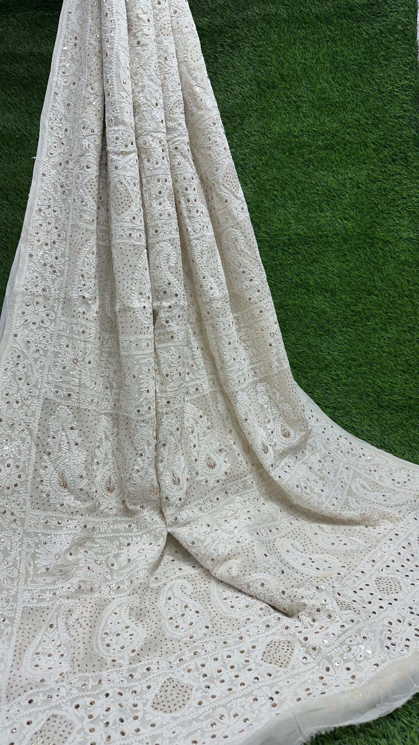 bharat Noor-e-Lucknow Pure Georgette Saree