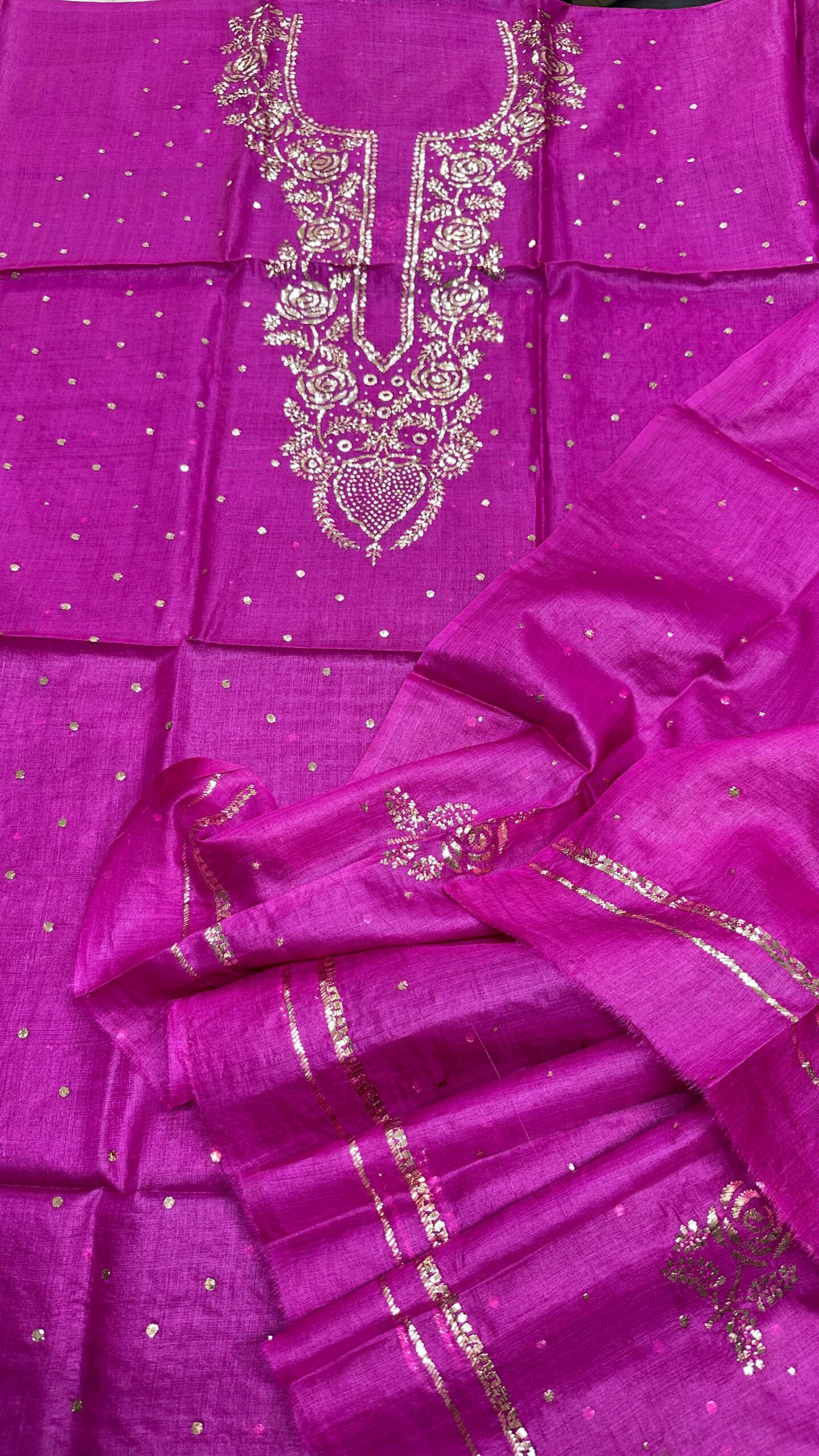 bharat Mukesh Embroidered tusser silk Suit Set