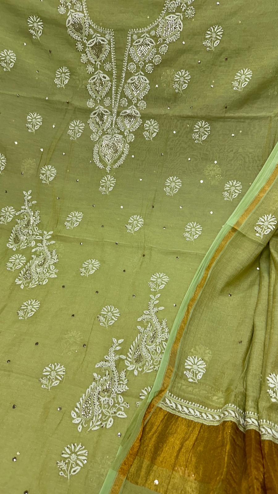 Bharat Tissue Silk Unstitched Shirt & Dupatta Set