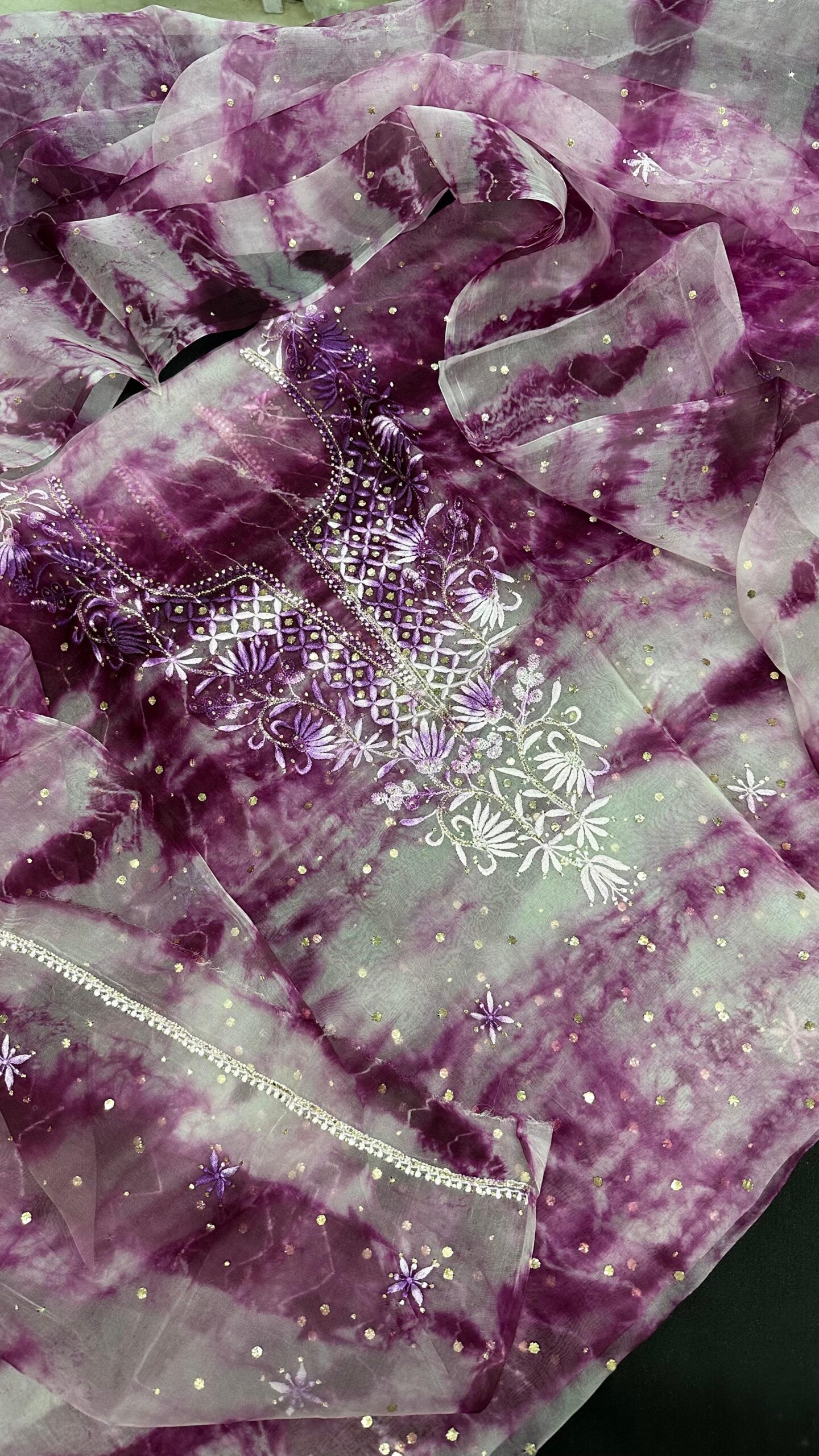 Bharat Handcrafted Soft Organza Mukesh Work Suit Set