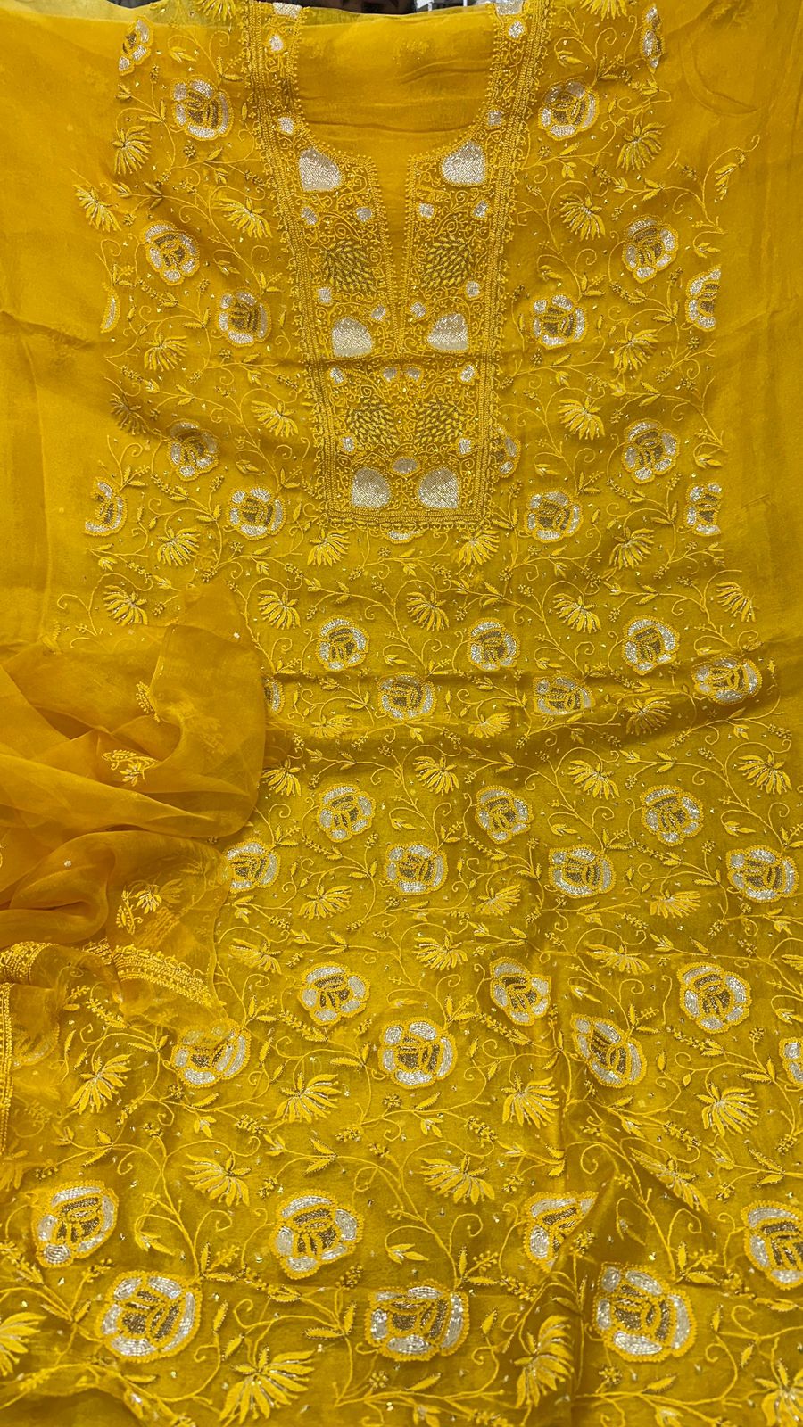 bharat pure organza silk suit set