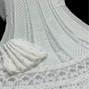 White Lucknowi Chikankari Anarkali Suit with Dupatta